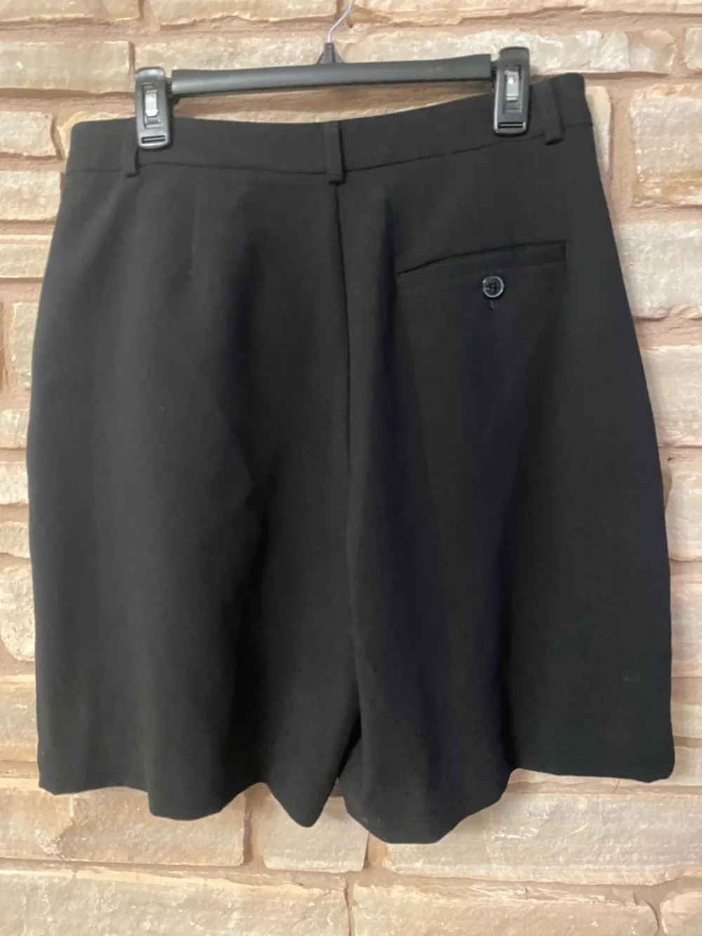 Anthropologie Maeve Black High-Waist Pleated Bermuda Shorts Size 12